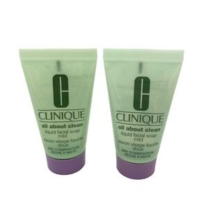 Clinique All About Clean Liquid Facial Soap Mild 1 oz / 30 ml Set of 2